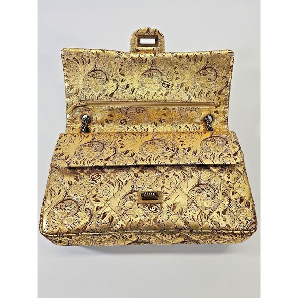 VINTAGE CHANEL Paris-Moscou Gold Brocade Flap Bag Lambskin‎ Purse Handbag EUC - Picture 11 of 16